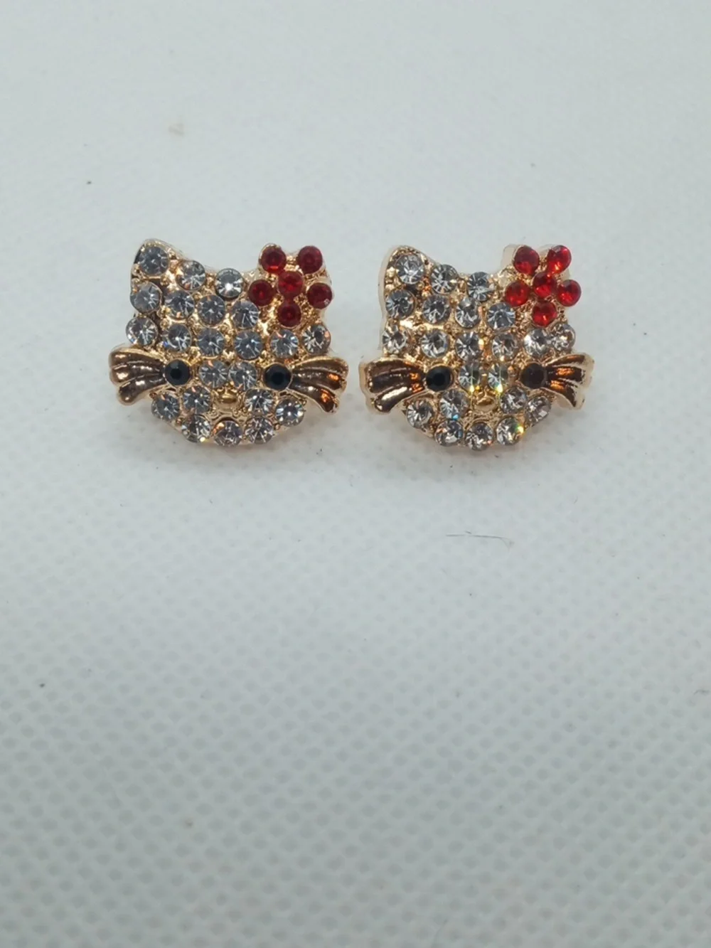 CRYSTAL KITTY EARRINGS - Picture 3 of 6